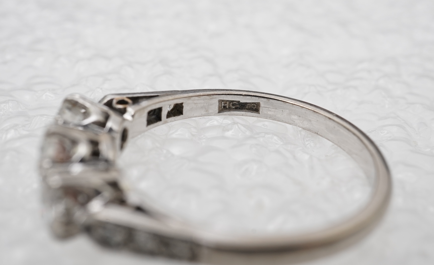 A diamond three-stone ring